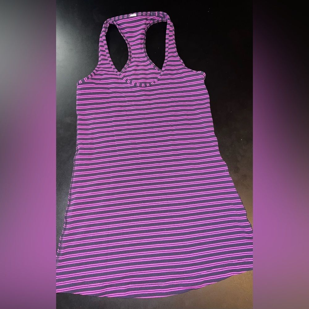 Lululemon Cool Racerback Purple Stripe Tank Top Size 4 EUC
